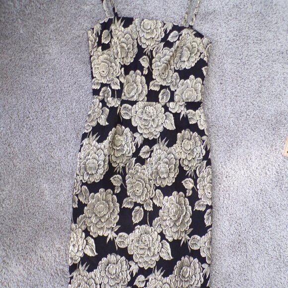 NWOT Dolce and Gabanna black and gold silk midi floral embroidered dress 38/S - Picture 2 of 12